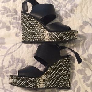 Wedge peep toe heels